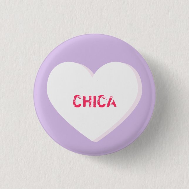White Conversation Heart Template 1 Inch Round Button (Front)