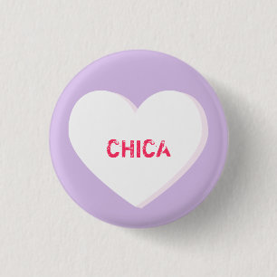 White Conversation Heart Template 1 Inch Round Button