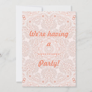 White & Coral Lace Fabric Image Background Invitation