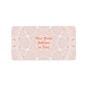 White & Coral  Lace Fabric Image  Background Label