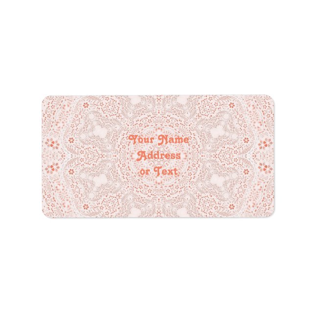 White & Coral  Lace Fabric Image  Background Label (Front)