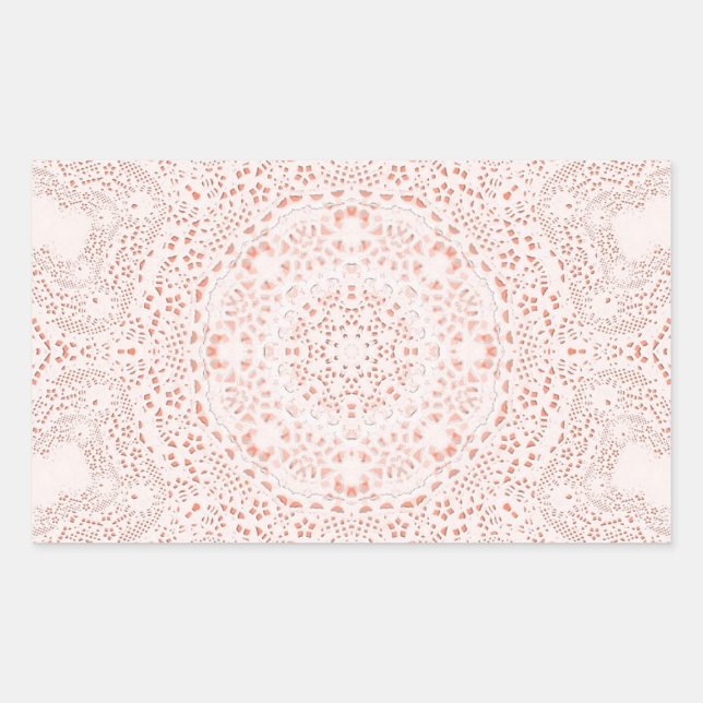 White & Coral  Lace Fabric Image  Background Sticker (Front)