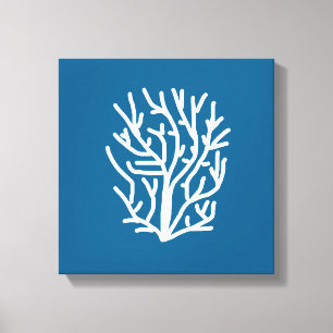 White coral on blue aquatic life canvas print