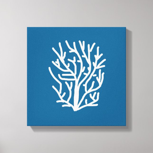 White coral on blue aquatic life canvas print (Front)