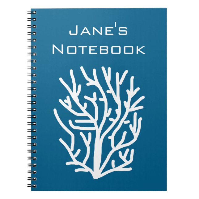 White coral on blue aquatic life notebook (Front)