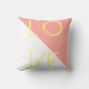 White Coral Peach Love Cushion Throw Pillow