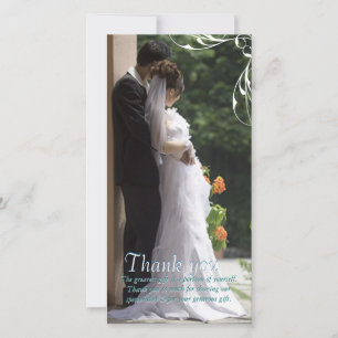 White Corner Swirl Wedding Thank You Photo Cards