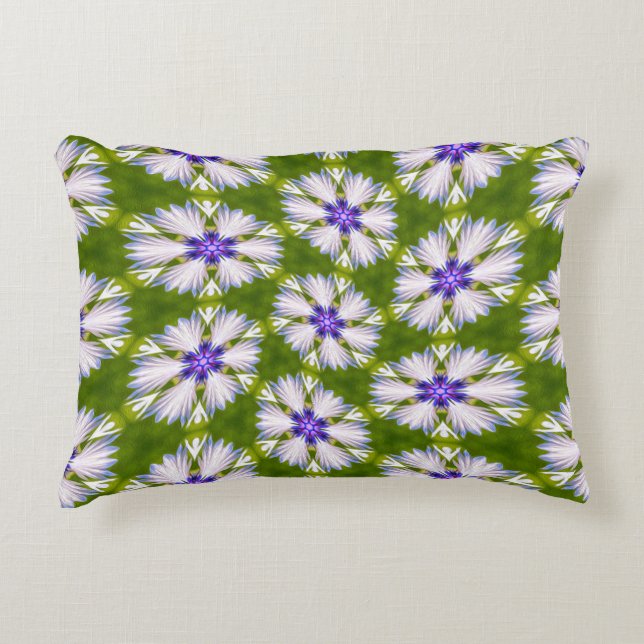 White Cornflowers Pattern Accent Pillow (Front)