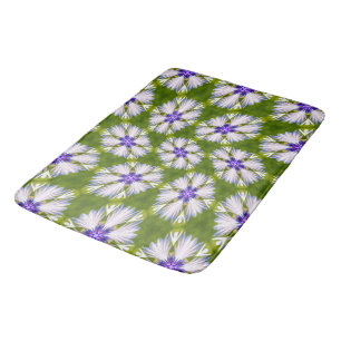 White Cornflowers Pattern Bath Mat