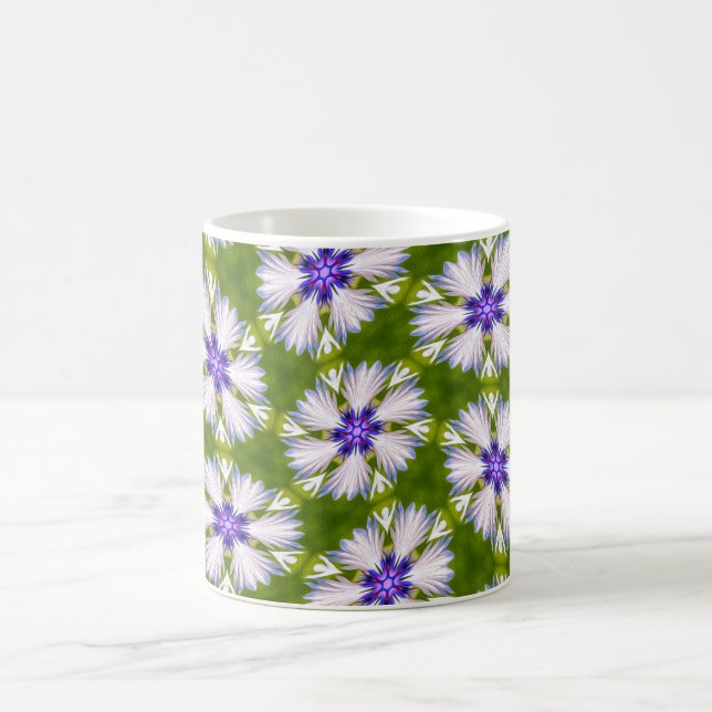 White Cornflowers Pattern Coffee Mug (Center)