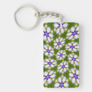 White Cornflowers Pattern Keychain