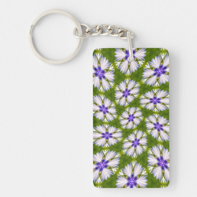 White Cornflowers Pattern Keychain (Front)