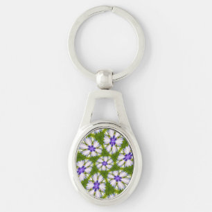 White Cornflowers Pattern Keychain