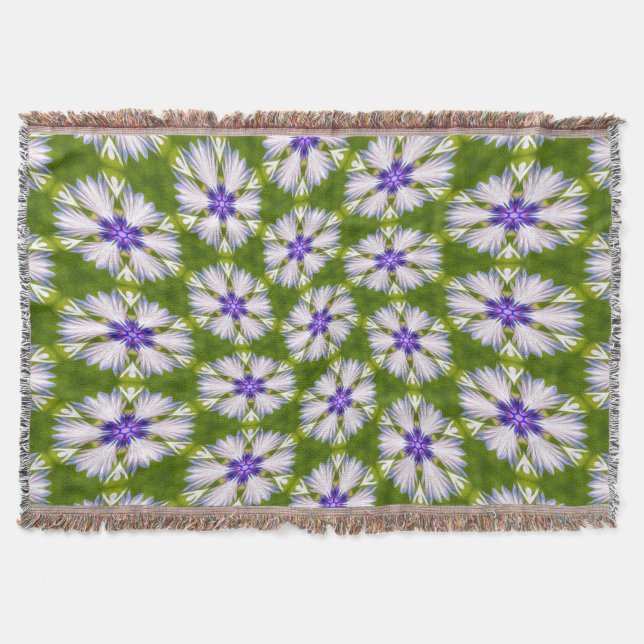 White Cornflowers Pattern Throw Blanket (Front)
