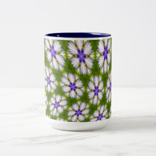White Cornflowers Pattern Two-Tone Coffee Mug