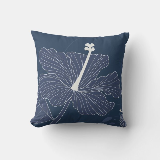 White Corolla Zen Flower Against Blue Background Throw Pillow (Front)