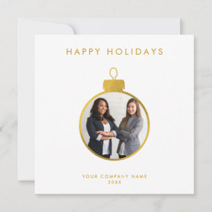 White Corporate Business Logo Christmas Photo Card
