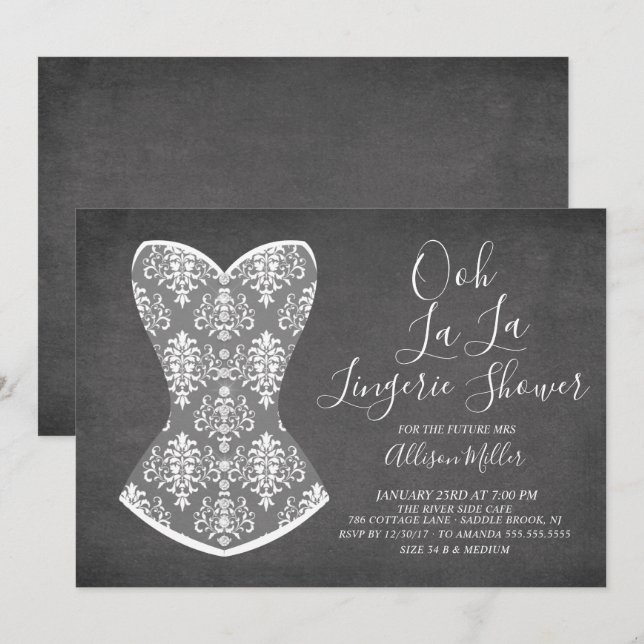 White Corset Lingerie Bridal Shower Invitation (Front/Back)