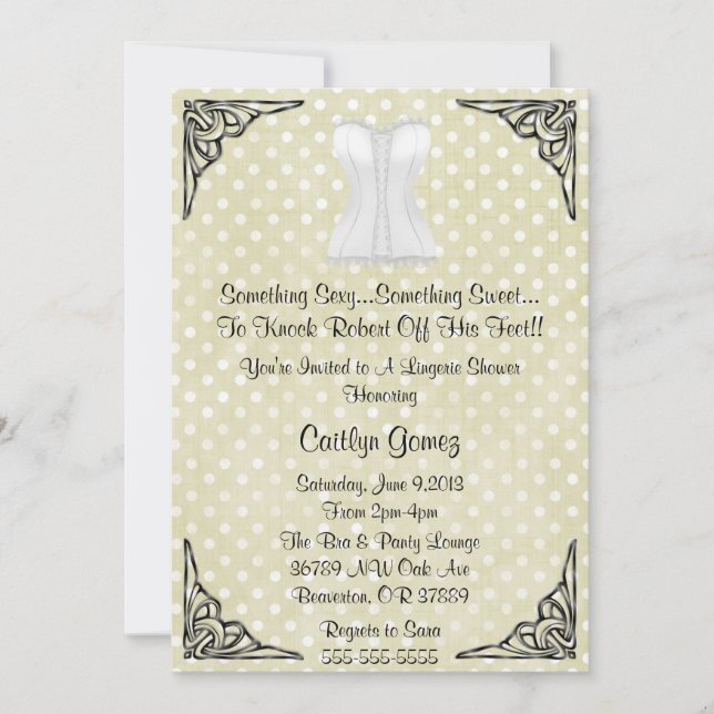 White Corset Lingerie Bridal  Shower Invitation (Front)