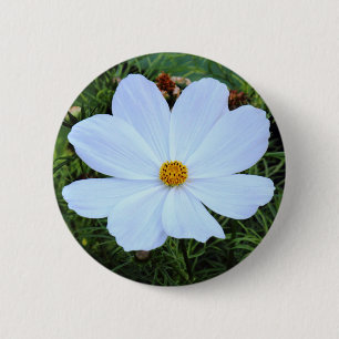 White Cosmos 2 Inch Round Button