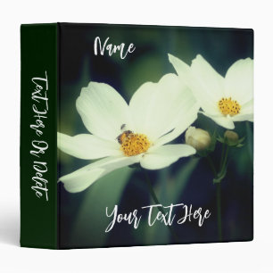 White Cosmos Flower And Bee Nature Personalized Binder