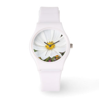 White Cosmos Flower Garden Women's Watch