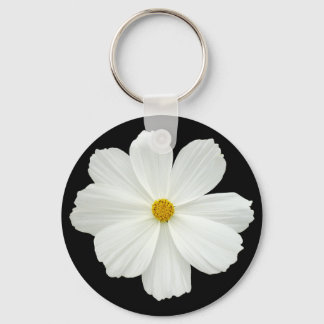 White Cosmos Flower Keychain