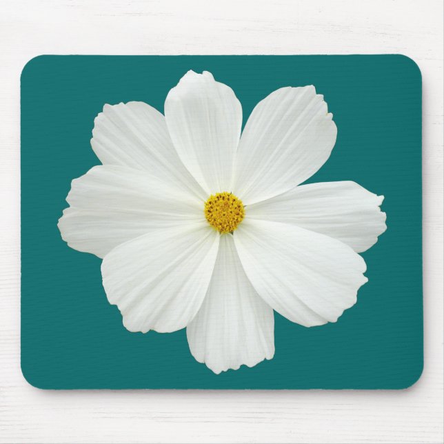 White Cosmos Flower Mouse Pad (Front)