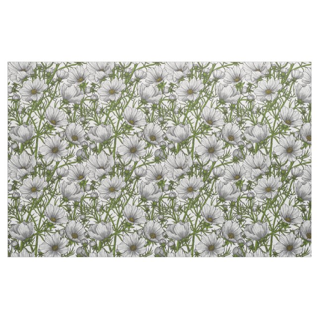 White cosmos flowers fabric (Fat Quarter)