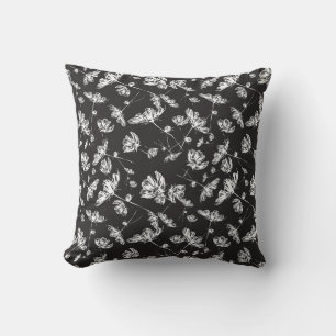 White cosmos flowers: isolated pattern. throw pillow