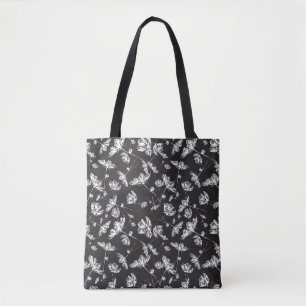 White cosmos flowers: isolated pattern. tote bag