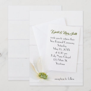 White Cosmos On Wood Vow Renewal Invitation