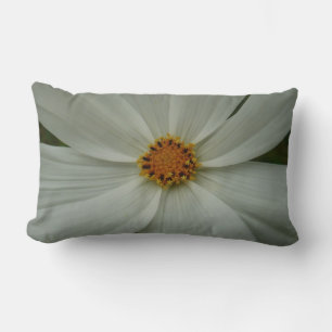 White Cosmos Summer Wildflower Floral Lumbar Pillow