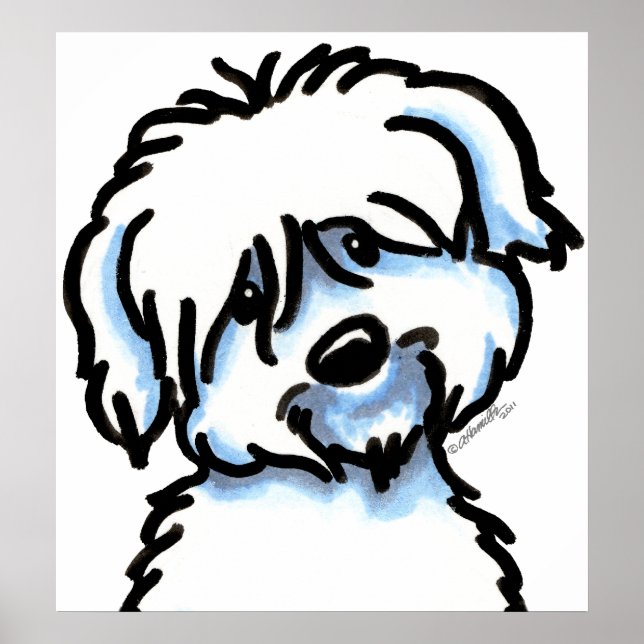 White Coton de Tulear Face Poster (Front)