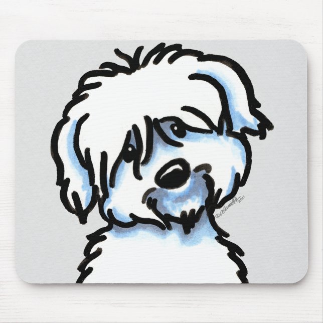 White Coton of Tulear Face Mouse Pad (Front)