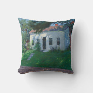 White Cottage by Dennis Miller Bunker Throw Pillow