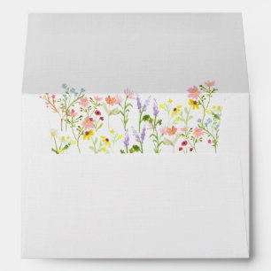 White Cottage Core Wild Flower Wedding Envelope