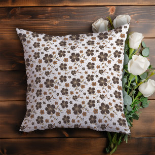 White Cottagecore Floral pattern Throw Pillow