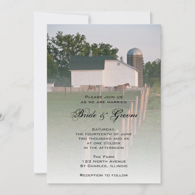 White Country Grange Faire-part de mariage (Devant)