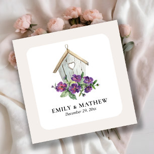 WHITE COUNTRY RUSTIC FLORAL BIRDHOUSE WEDDING SQUARE STICKER