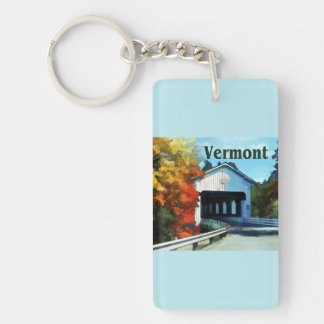 White Covered Bridge  Colourful Autumn Vermont Keychain