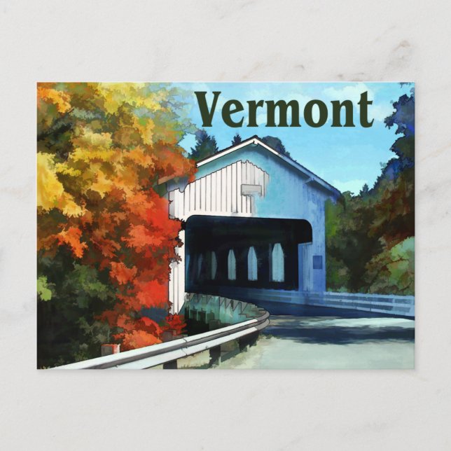 White Covered Bridge  Colourful Autumn Vermont Postcard (Front)