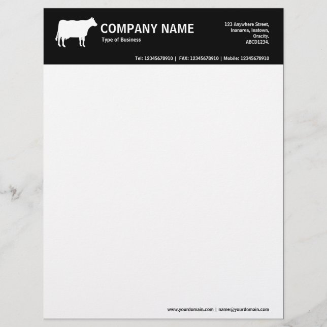 White Cow 2in Colour Header - Black Letterhead (Front)