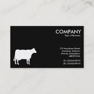 White Cow Symbol - Black Business Card