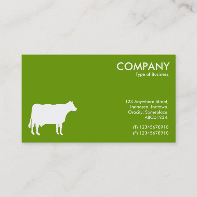 White Cow Symbol - Green 669900 Business Card (Front)