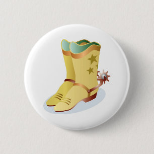 White Cowboy Boots with Riding Spurs 2 Inch Round Button