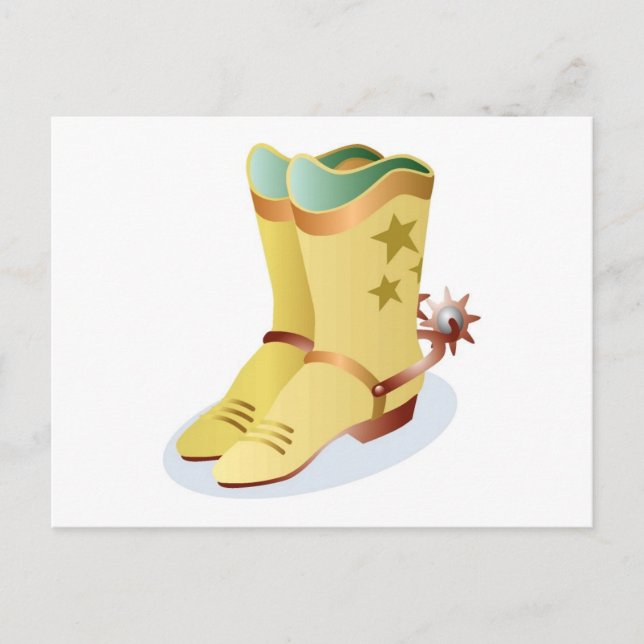 White Cowboy Boots with Riding Spurs Postcard (Front)