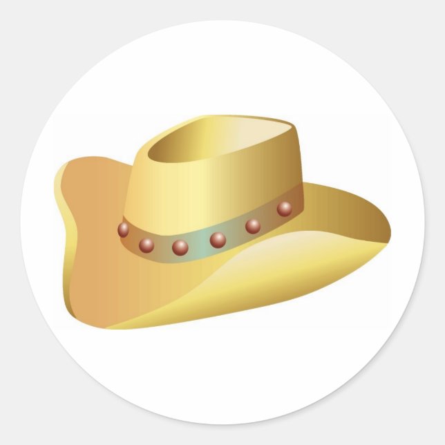 White Cowboy Hat Classic Round Sticker (Front)