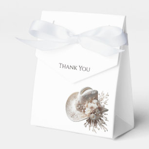 White Cowgirl Hat with Flowers Favor Box