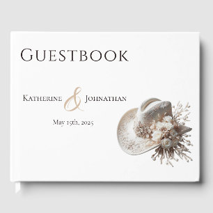 White Cowgirl Hat with Flowers Guest Book